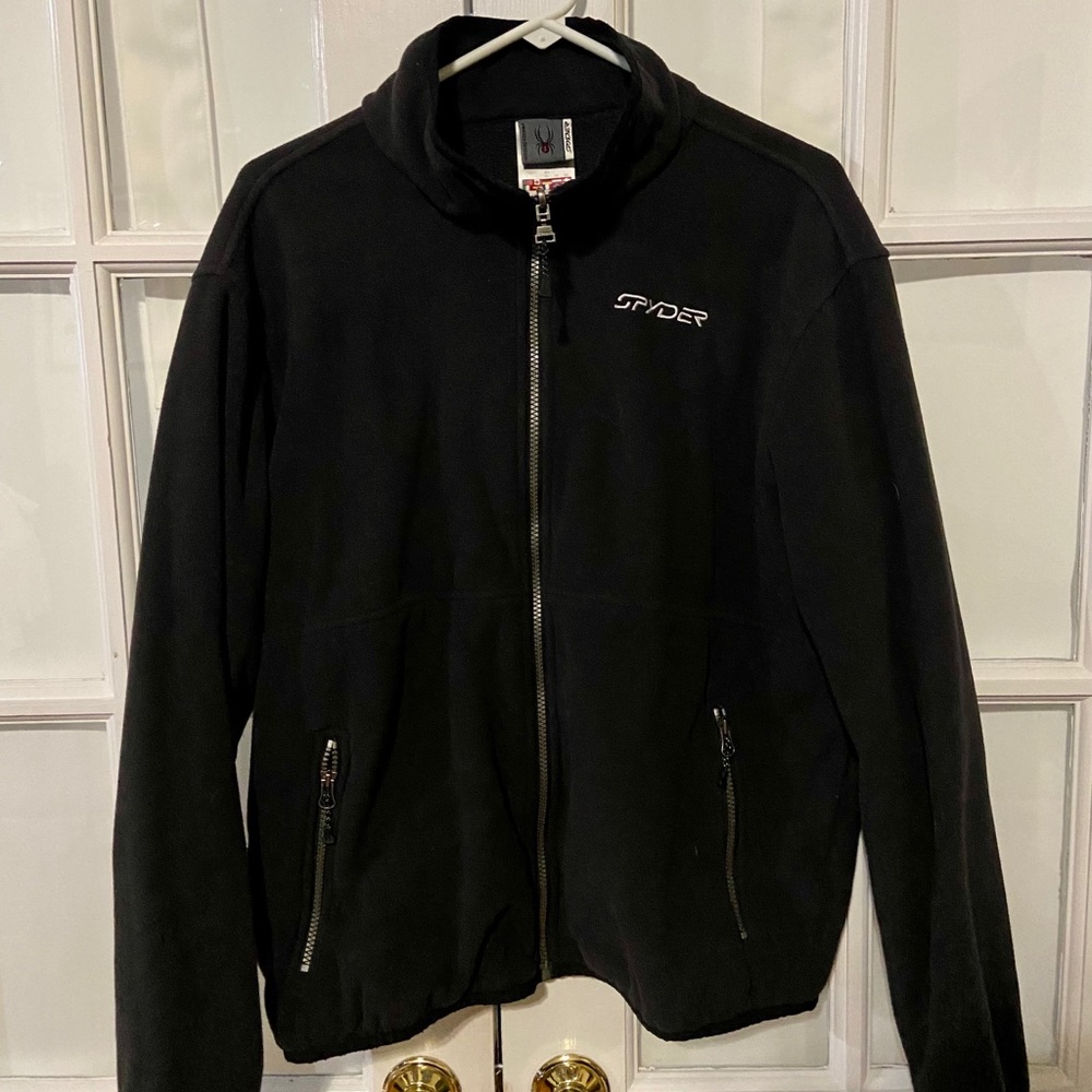 Men’s Spyder Fleece Full Zipper Jacket (Black)